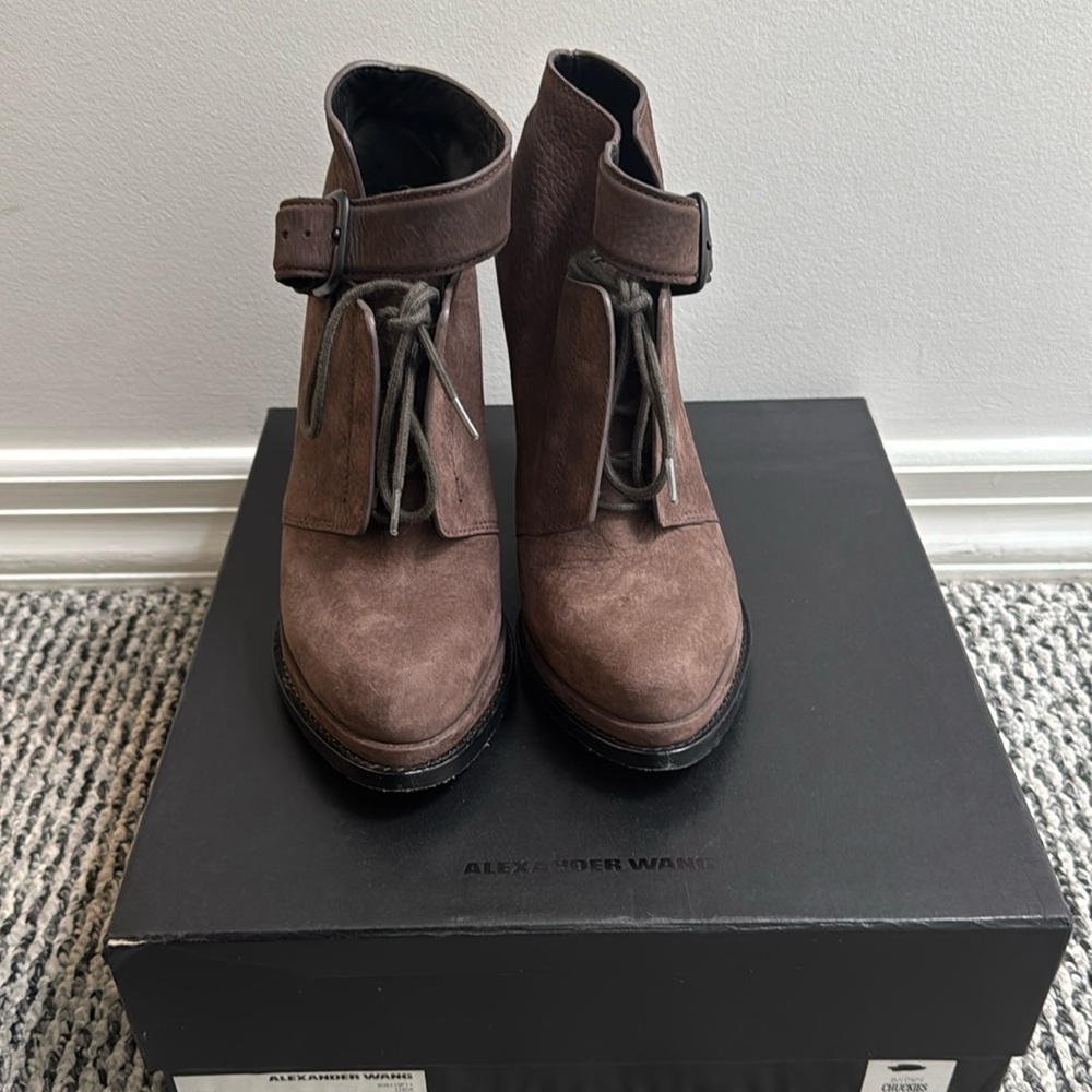 Alexander Wang brown suede heeled ankle boots